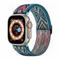 Apple Watch-bandje van geweven nylon in blauw groen