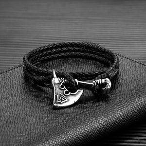 Bracelet avec Hache Viking noir