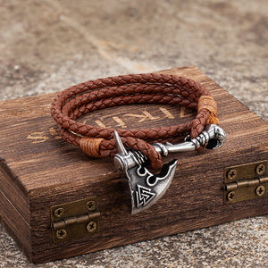 Bracelet avec Hache Viking marron