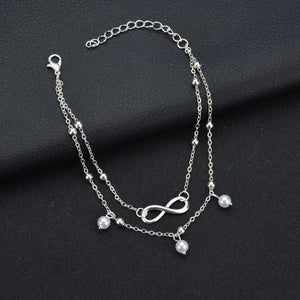 Bracelet de Cheville Infini pour Femme argent