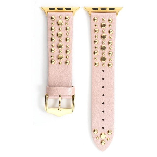 Leren band met klinknagel voor Apple Watch