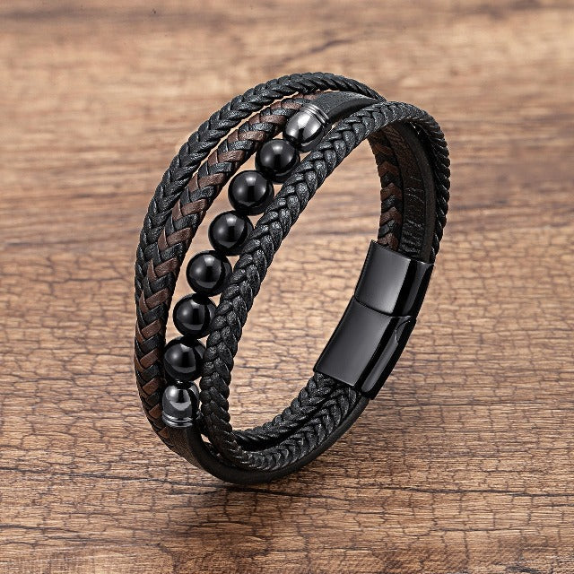 Agaat Leren Armband