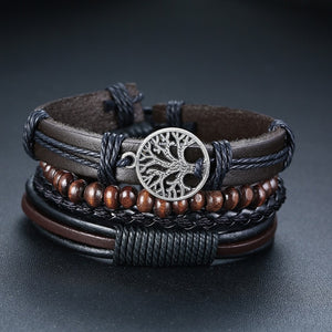 Leren Levensboom Armband voor Heren