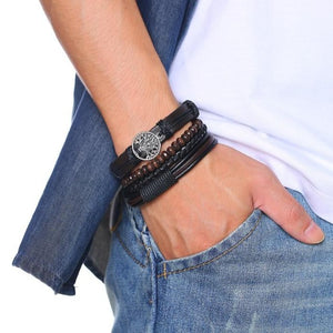 Bracelet en Cuir Arbre de Vie Homme