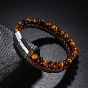 Bracelet Gourmette Pierre Oeil de Tigre noir