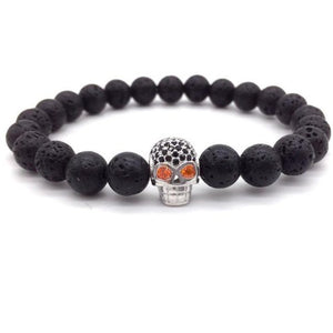 Bracelet Homme Perle Tête de Mort argent