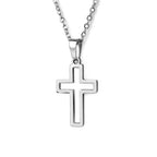 Collier Chrétien Pendentif Croix de Jésus Homme Femme argent