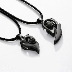 Collier Coeur Séparable pour Couple noir