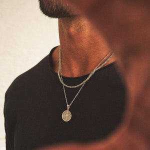 Collier Compas pour Homme Or & Argent argent