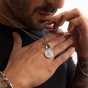 Collier Compas pour Homme Or & Argent argent