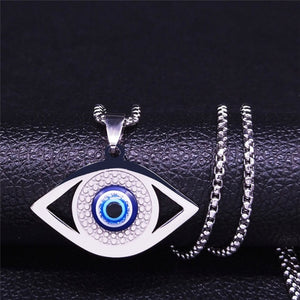 Collier Contre le Mauvais Oeil Bleu Grec Turc Matiasma Mataki Pendentif argent