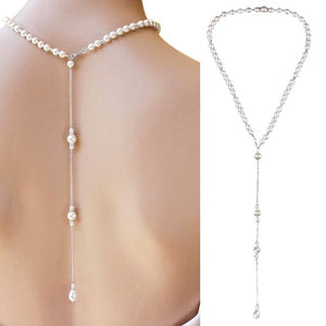 Collier de Dos Mariage avec Perles pour Femme