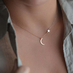 Collier Étoile & Lune Or