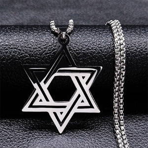 Collier Hexagramme Étoile de David Judaisme Pendentif style 1 argent