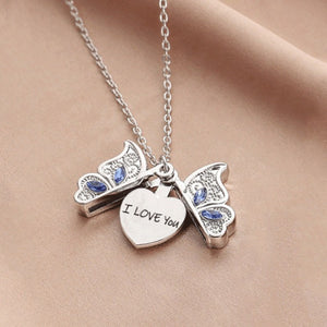 Collier I Love You Papillon argent