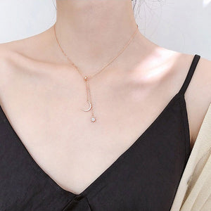 Collier Lune & Soleil or rose