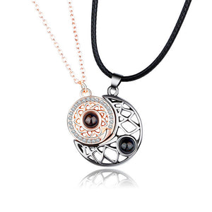 Collier Lune Soleil Couple or rose