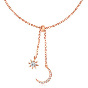 Collier Lune & Soleil or rose