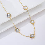 Collier Or Agate Trèfle blanc nacré Idée Cadeau Bijoux femmes