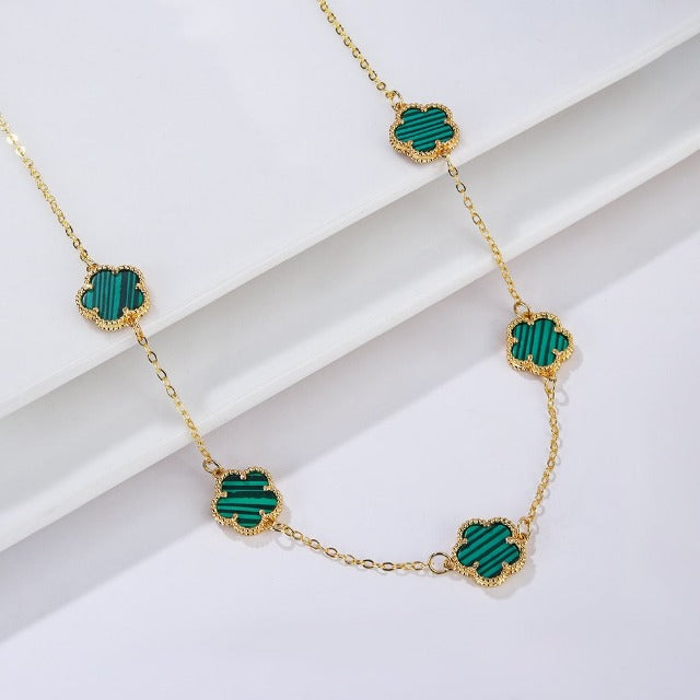 Collier Or Agate Trèfle blanc nacré Idée Cadeau Bijoux femmes