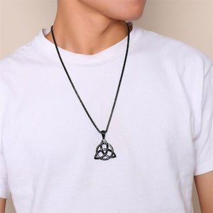 Collier Pendentif Nœud de la Trinité - Triquetra noir