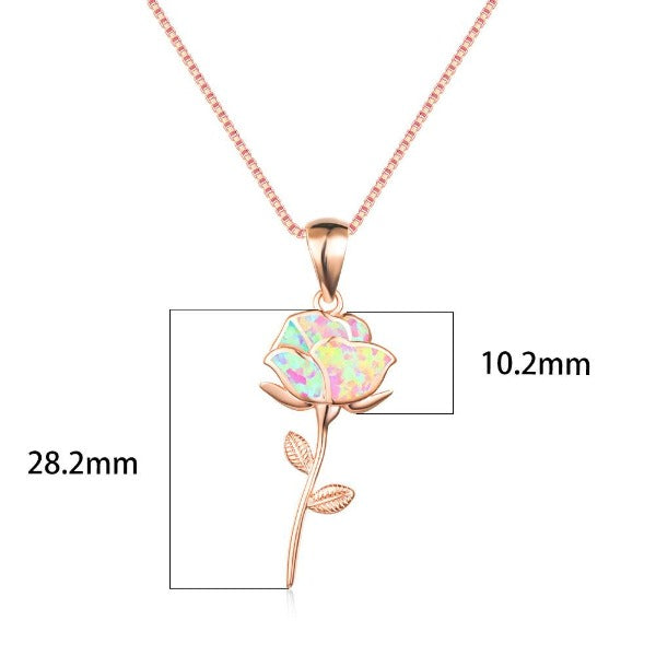 Collier Rose Fleur en Opale