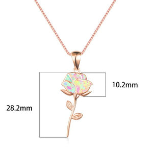 Collier Rose Fleur en Opale