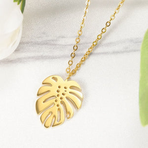 Collier Tropical Feuille de Palmier or