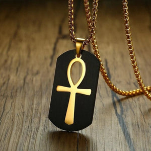 Collier Ankh noir et or