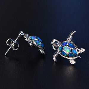 Boucle d'Oreille Tortue de Mer bleu