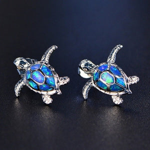 Boucle d'Oreille Tortue de Mer bleu