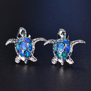 Boucle d'Oreille Tortue de Mer bleu