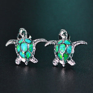 Boucle d'Oreille Tortue de Mer vert