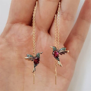 Boucle d'Oreille Colibri rouge