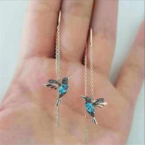 Boucle d'Oreille Colibri bleu