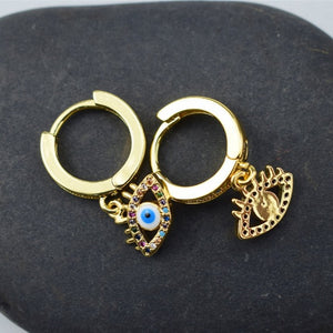 Boucles d'Oreilles Contre le Mauvais Oeil Bleu Grec Turc Matiasma Mataki