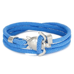 Bracelet Cordon Tortue de Mer bleu ciel