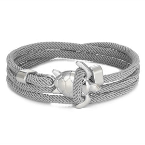 Bracelet Cordon Tortue de Mer gris