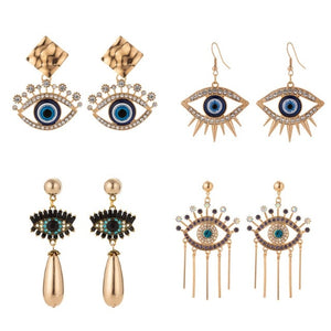 Boucles d'Oreilles Contre le Mauvais Oeil Bleu Grec Turc Mataki Matiasma