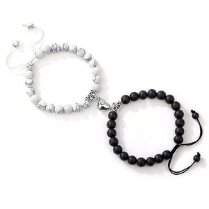 Bracelet Couple Perle noir et blanc