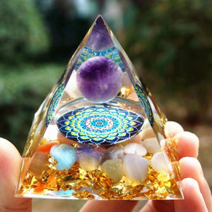 Pyramide Orgonite Protection & Méditation mandala