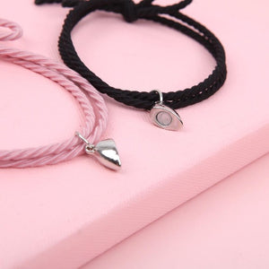 Bracelet Aimant Couple noir et rose