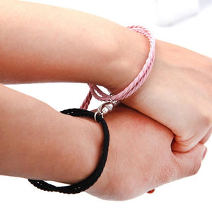 Bracelet Aimant Couple noir et rose