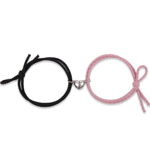 Bracelet Aimant Couple noir et rose