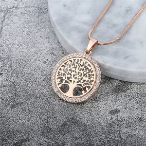 Collier Pendentif Arbre de Vie Femme or rose