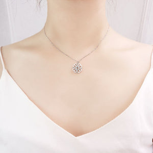 Collier Coeur Trèfle à 4 Feuilles Pendentif Porte Bonheur En Argent