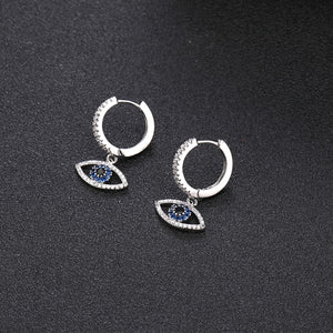 Boucle d'Oreille Oeil Bleu argent