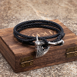 Bracelet avec Hache Viking noir