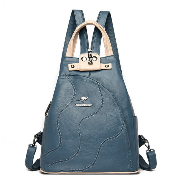 Leren Schoudertas voor Dames Blauw Grijs
