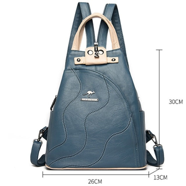 Leren Schoudertas voor Dames Blauw Grijs